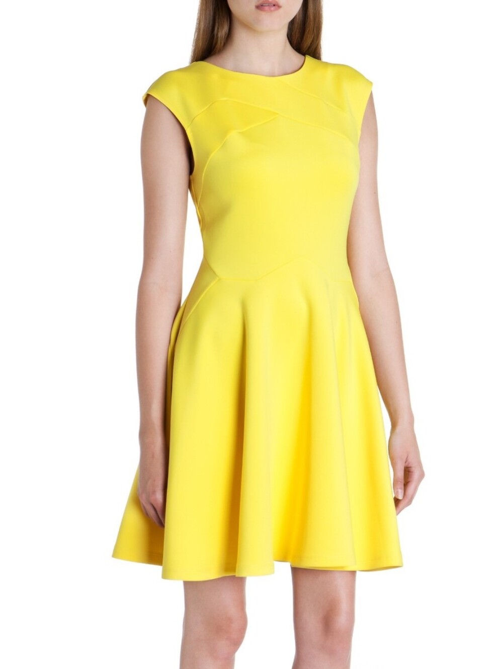 Ted Baker Bright Yellow Lemon Fit-and-Flare Women's Dress